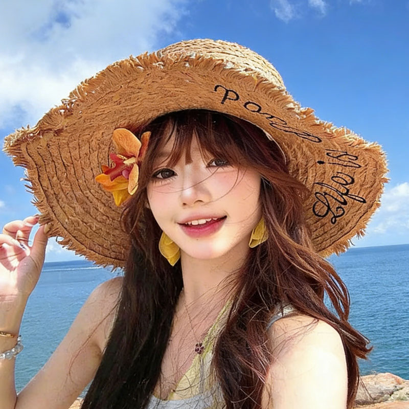 大帽檐防晒草帽女夏季2026新款法式度假风海边沙滩帽显脸小遮阳帽图片
