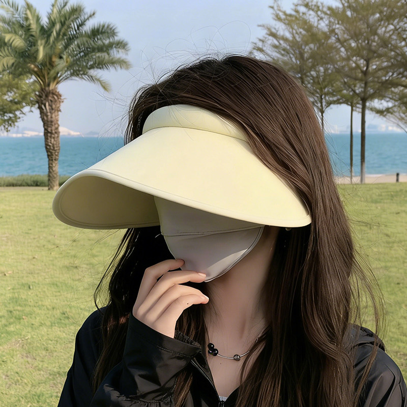 冰丝防晒帽女款防紫外线遮阳帽遮脸太阳帽子大帽檐骑车夏季空顶帽