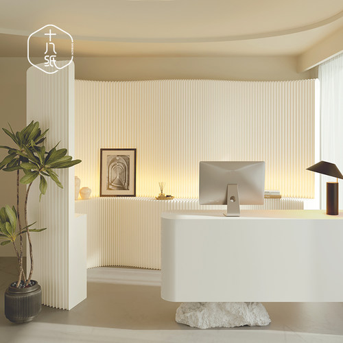 简约转角展示柜隔断铁艺带灯