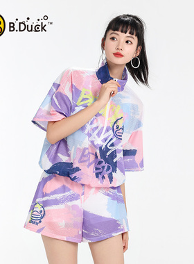 B.Duck分体泳衣女海边度假三件套微胖遮肚显瘦保守泡温泉游泳装