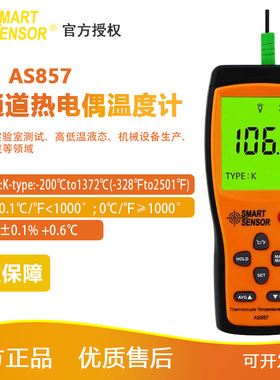 希玛AS857接触式测温仪 K型热电偶温度计 AS877 双通道测温仪