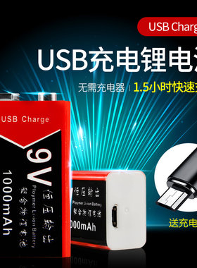 万用表电池测试仪器遥控器电池 9V电池USB充电 恒压输出 1000毫安