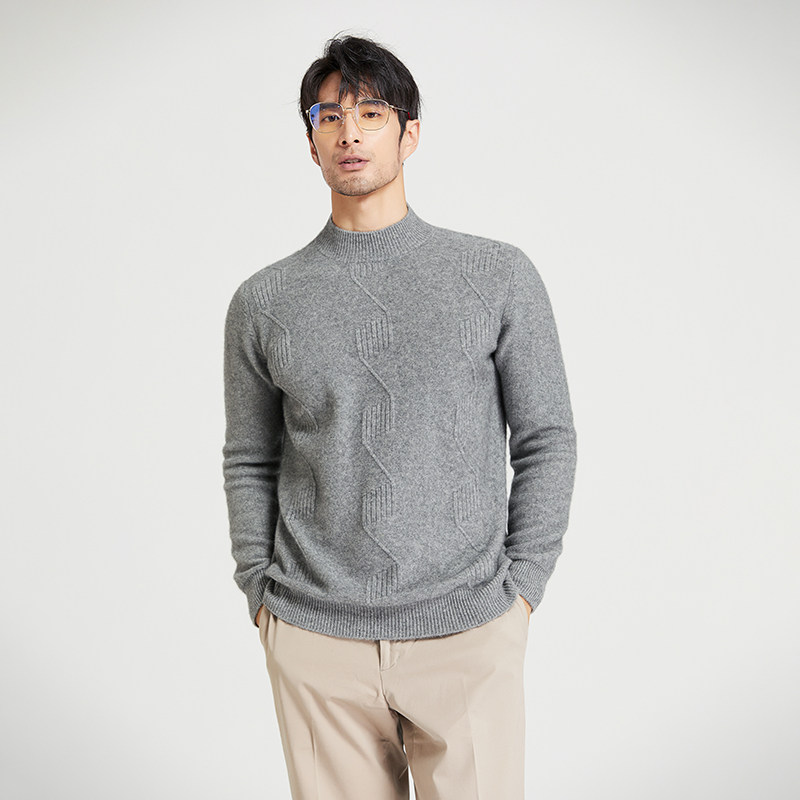 100 PURE CASHMERE FALL|WINTER 2022 SEMI-TURTLENECK CASHMERE SWEATER MENS PADDED SWEATER LOOSE AND VERSATILE BASE LAYER TREND