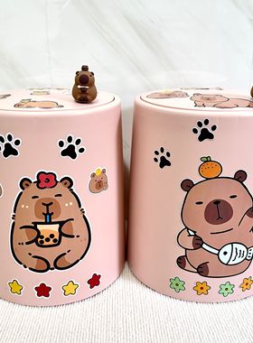 新款卡皮巴拉垃圾桶高颜值可爱创意大容量按压式带盖家用卧室客厅