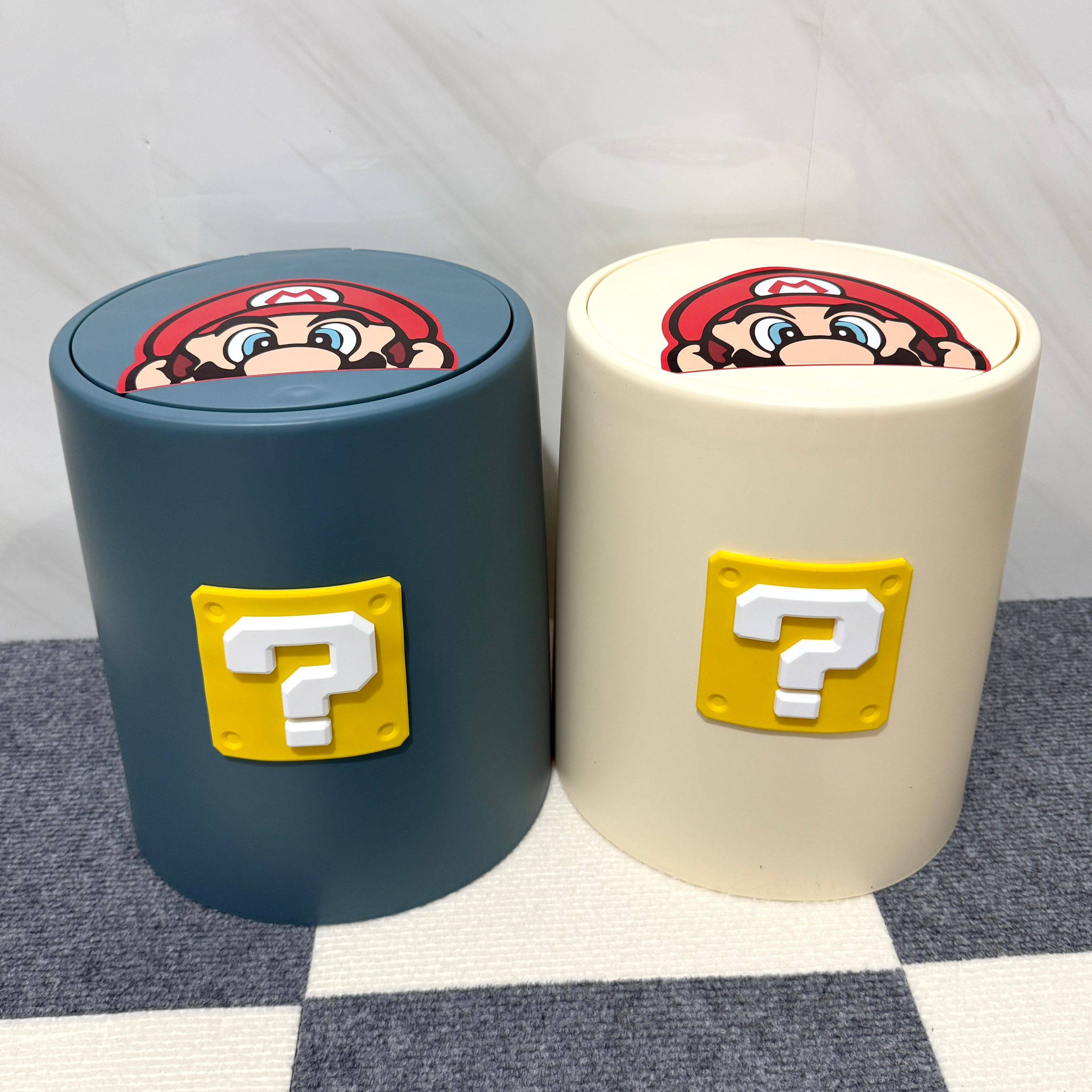 马里奥卡通垃圾桶客厅高端上档次大号家用卧室大容量按压带盖创意