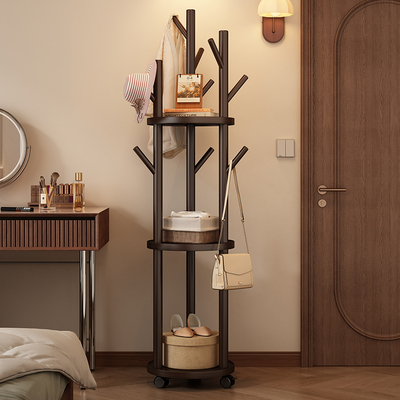 实木旋转落地衣帽架卧室客厅