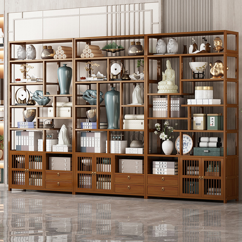 新中式实木博古架多宝阁茶叶架展示柜摆件柜茶室茶具茶柜置物架子,住宅家具,多宝格/博古架,淘宝优惠券,粉丝福利购,淘宝优惠卷