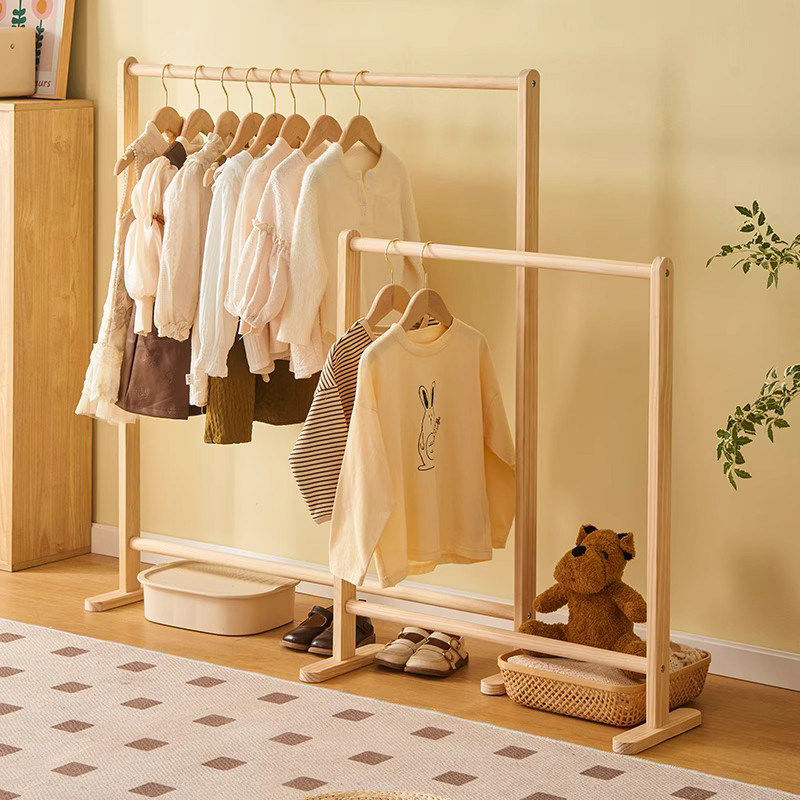 儿童实木衣帽架落地卧室床边单杆立式挂衣架简易可折叠晾晒衣架子,住宅家具,衣帽架,淘宝优惠券,粉丝福利购,淘宝优惠卷