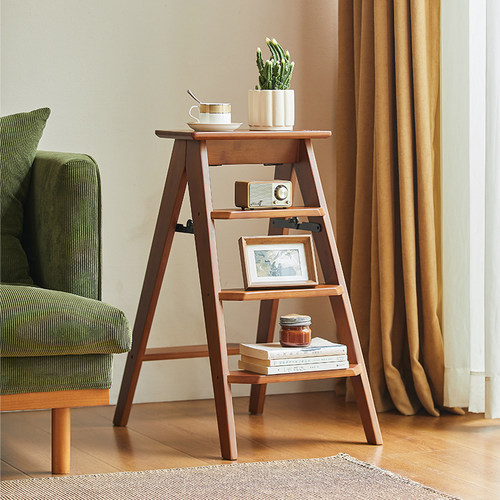 多功能登高家用梯子实木厨房折叠凳三步梯加厚实木台阶换鞋凳