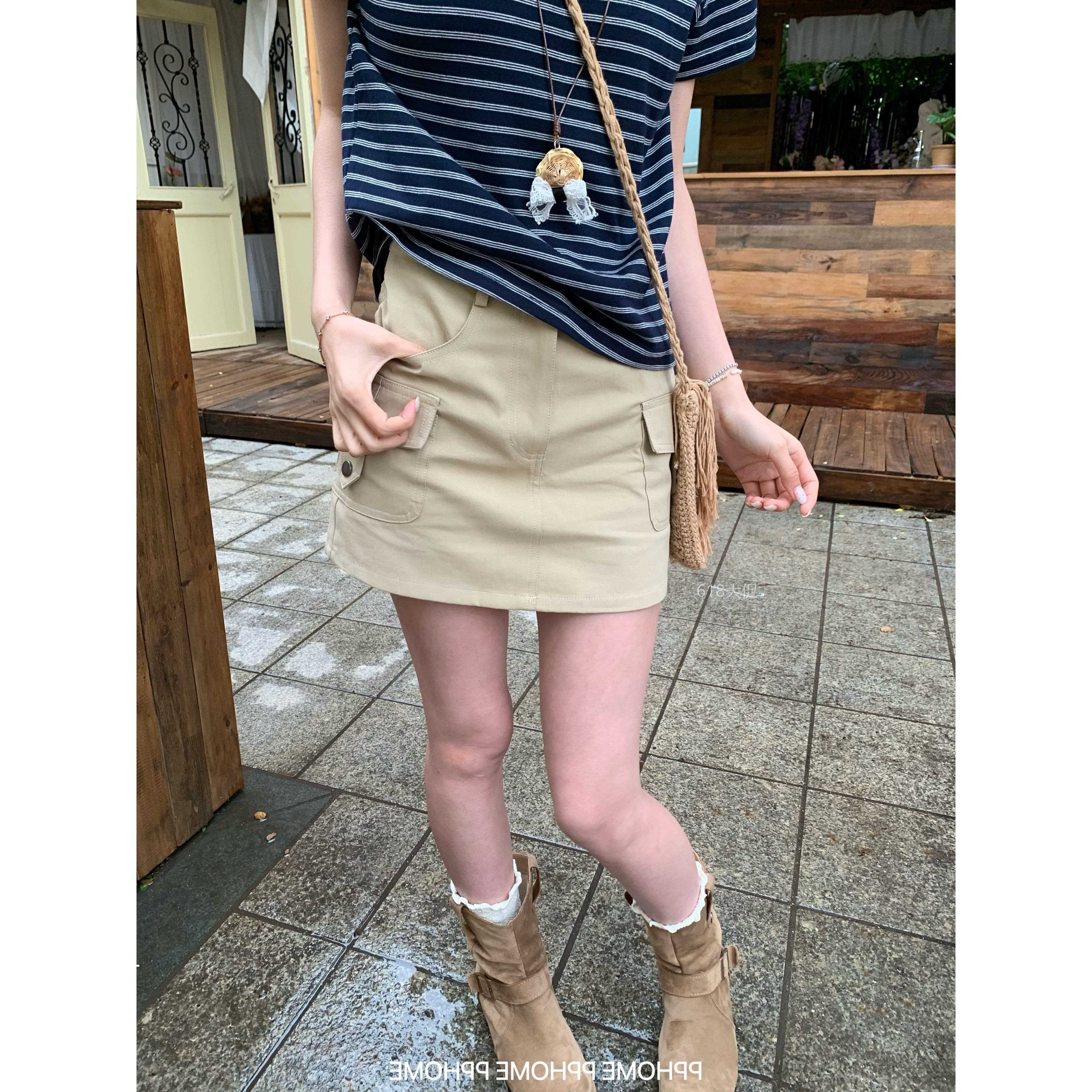 PPHOME自制~甜辣工装裙 包臀休闲A字半身裙显瘦百搭夏季短裙子女