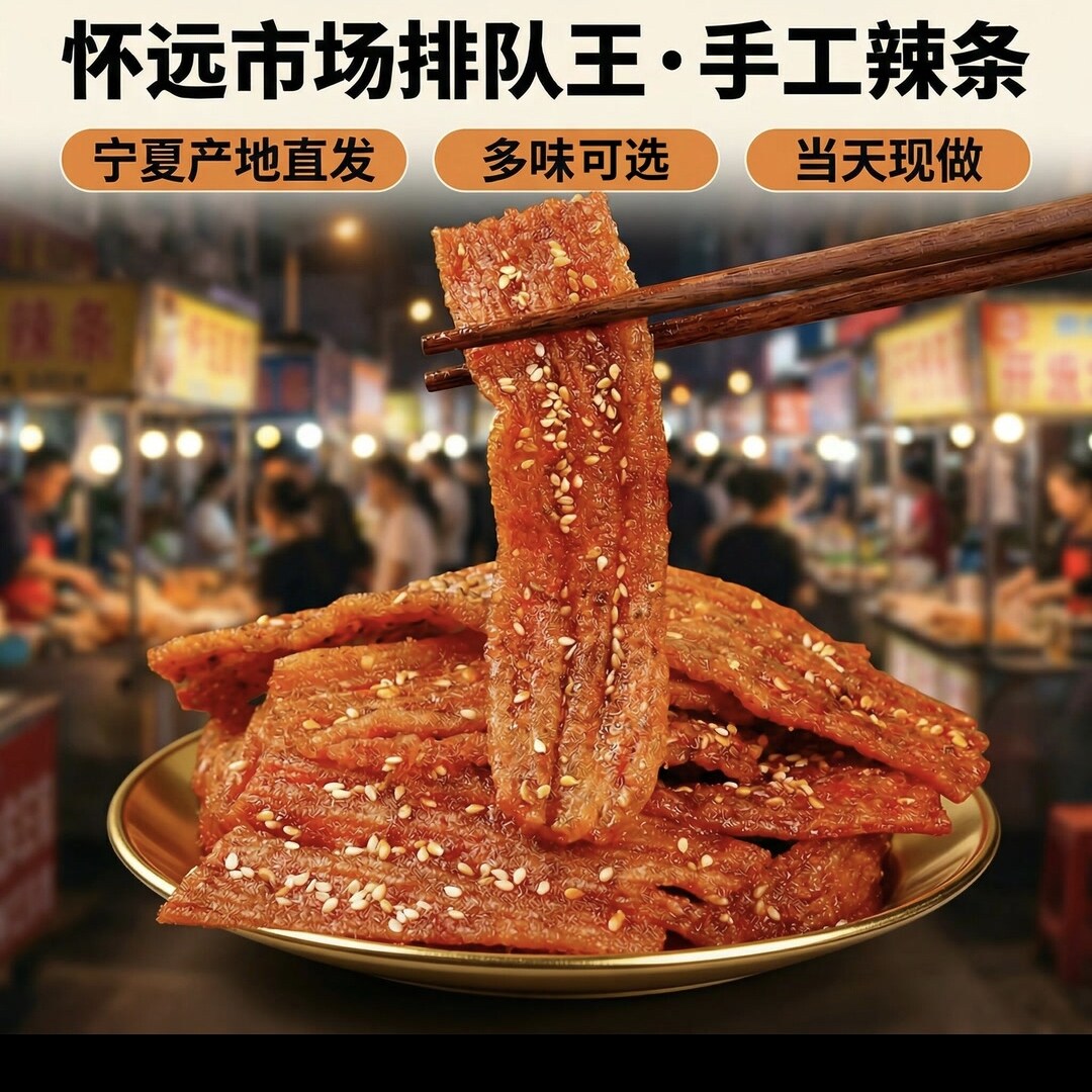 奴尔麦怀远一品辣条。回忆儿时口味。宁夏怀远特色小吃。手工辣条