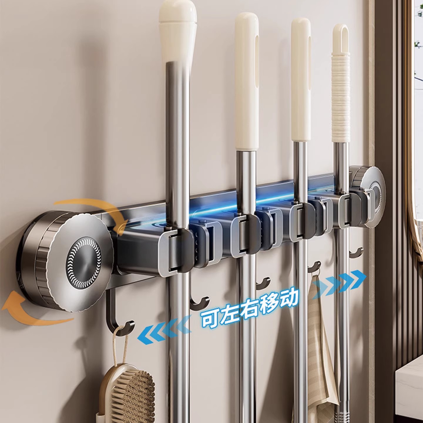 吸盘拖把壁夹卫生间免打置物架