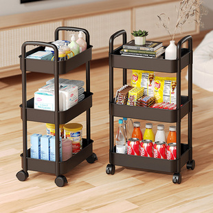 零食置物架客厅卧室大容量收纳小推车架子移动高颜值蔬菜水果篮子