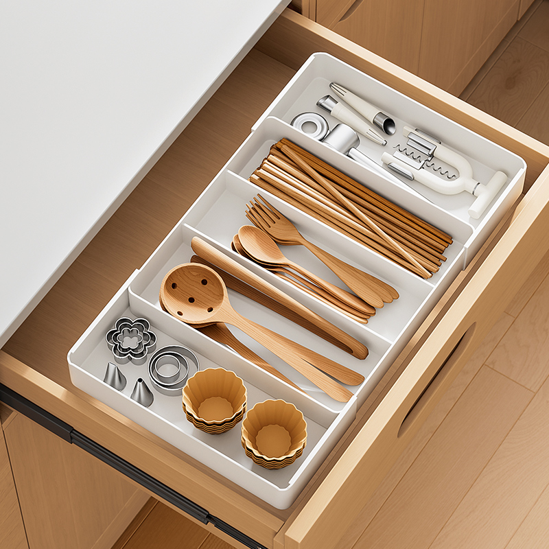 日本抽屉收纳盒厨房杂物分隔收纳