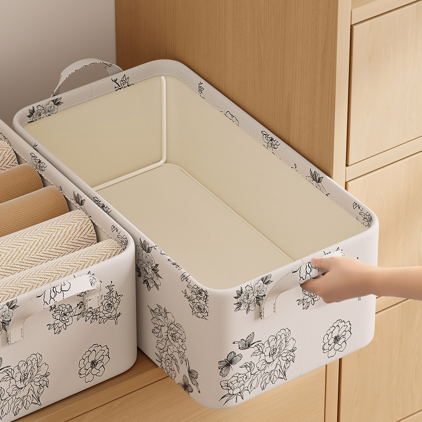 牛津布收纳箱家用衣服裤子收纳筐折叠储物盒整理衣柜收纳分层神器,收纳整理,收纳箱,淘宝优惠券,粉丝福利购,淘宝优惠卷