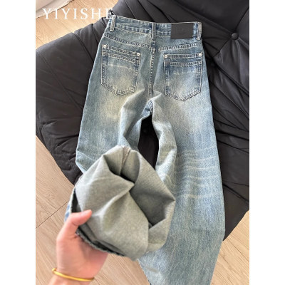 美式复古宽松直筒牛仔裤女