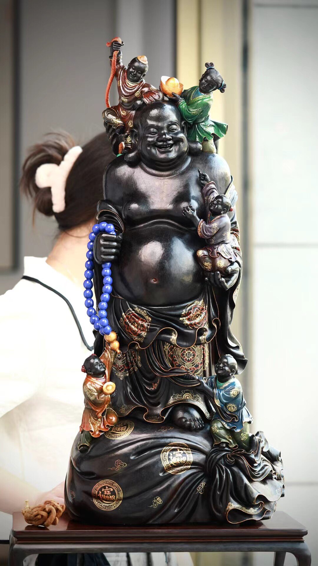 印度小叶紫檀木雕佛像观音弥勒关公沉香檀香根雕摆件手把件工艺品