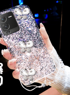 高级感奢华细闪水钻蝶适用vivoS15手机壳s16Pro新品s17e软硅胶s7e活力版iqooneo3女z1潮vovo网红z5i爆款y33s