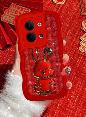 波浪红色小香风支架适用OPPOReno9/10/11/12手机壳8pro十+本命年a58网红k10x过年a2新年re8新款6/5防摔4se女