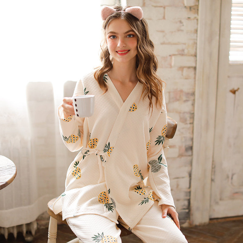 秋冬季和服空气棉月子服10月份产后11后孕妇哺乳睡衣春秋纯棉女12