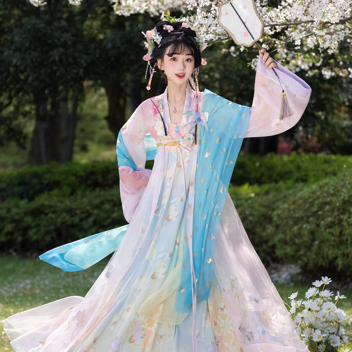 原创唐制汉服女春夏季款重工刺绣齐胸儒裙日常中国风莺花仙气飘逸