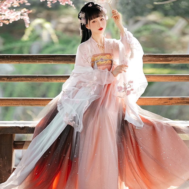 春樱颂汉服女正品原创中国风齐胸襦裙春秋夏季白菜正版全套古装_虎窝淘