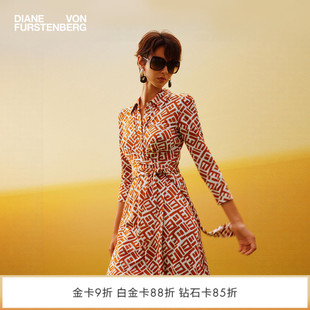 焦糖色迷宫几何衬衫 摩登针织 DVF2026春夏新款 裹身裙DW1U010 式