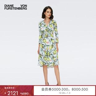 DVF 海文针织印花连衣裙DL1S012 V领长袖