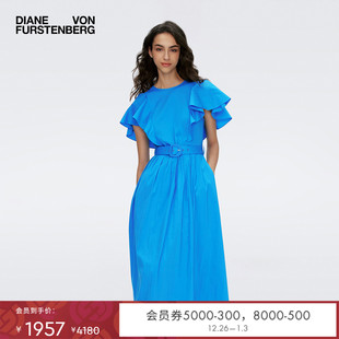 DVF圆领荷叶袖 度假连衣裙DS1S013