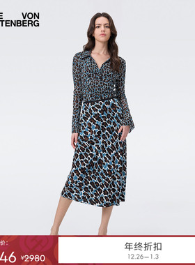 [弹力网纱]DVF2025秋季新款魅影豹猫弹力网纱POLO领上衣BL2T002