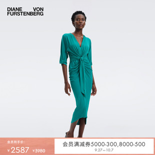 中長款 連衣裙DL1R017 V領翡翠綠七分袖 DVF