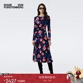 DVF2025秋冬彩色浮动花朵天丝羊毛长袖 天丝羊毛 连衣裙DL3T002