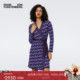 几何图案提花针织裹身裙DR3S003 V领长袖 提花工艺 DVF