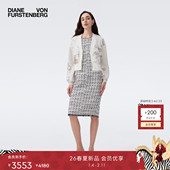 提花工艺 DVF2026早春新款 度假白色金色短款 针织开衫 WC4T004