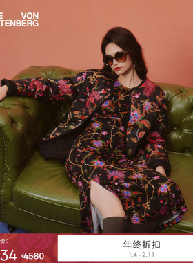 [天丝羊毛]DVF2025秋冬新款神秘花园天丝羊毛长袖连衣裙DL3T002