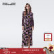 DVF2026早春新款 哑光针织 度假黑紫色绽放花朵领连衣裙DL4T006