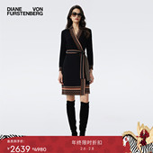 DVF2025秋冬新款 提花工艺 曜石黑羊毛混纺针织提花裹身裙DR3T004