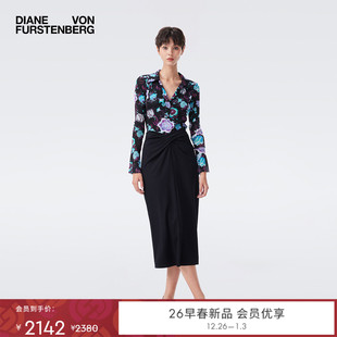 DVF2026早春度假系列经典 黑色海文针织半裙KM4T006