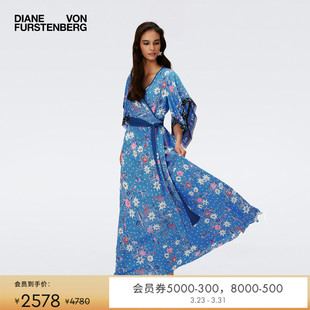 DVF 裹身连衣裙DW4R009 V领植物印花长款