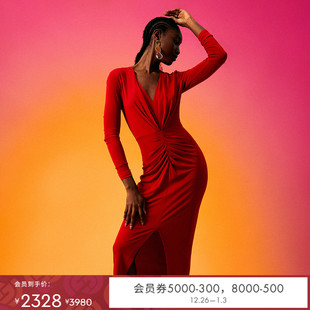 DVF收腰修身 礼服年会宴会连衣裙MR83E00 长袖