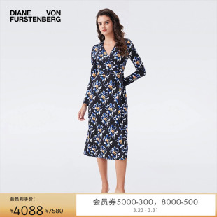 裹身裙DW3T009 DVF水墨百合图案针织桑蚕丝中长款 100%真丝