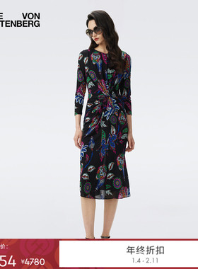 DVF2025秋冬新款浮华之花腰扭结网纱连衣裙DL3T001