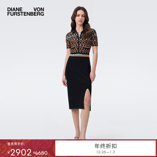 连衣裙DK2T002 波浪几何图案针织修身 DVF2025秋季 新款
