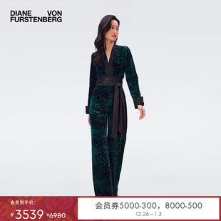 喇叭连体裤 气质动物印花长袖 DVF PJ3R006 电视剧同款