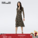 DVF2025秋冬新款 弹力网纱 弹力网纱银杏叶叠影图案连衣裙DL3T008