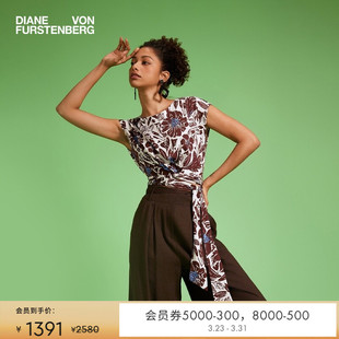 DVF波嬉植物印花图案仿围裹短袖 上衣BS1T001