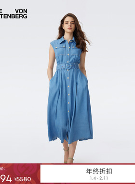 [博主同款][丹宁牛仔]DVF2025秋季度假蓝色休闲连衣裙DS2T038