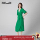 DVF度假春意绿色荷叶袖 裹身裙DW1T002