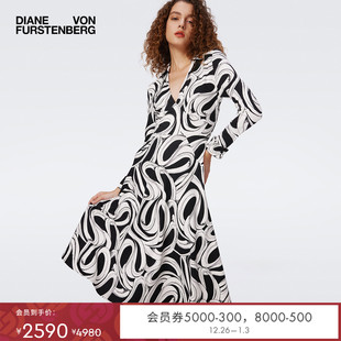 DVF黑白艺术印花连衣裙DL3S049