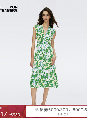 DVF度假V领茶歇印花连衣裙DS1S031